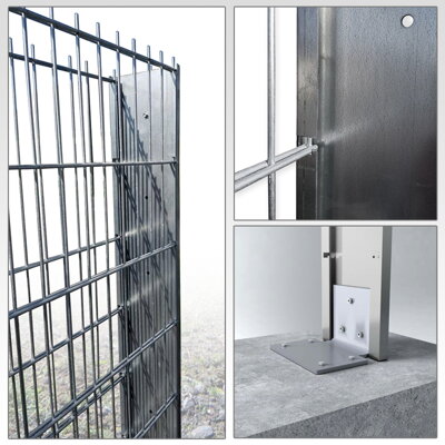 Gabionenzaun ELEGANT, verzinkt, auf einem Ziegelsockel