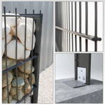 Gabionenzaun ELEGANT, verzinkt, anthrazit, auf einem Ziegelsockel