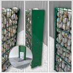 Gabionenzaun ELEGANT, verzinkt, grün, auf einem Ziegelsockel